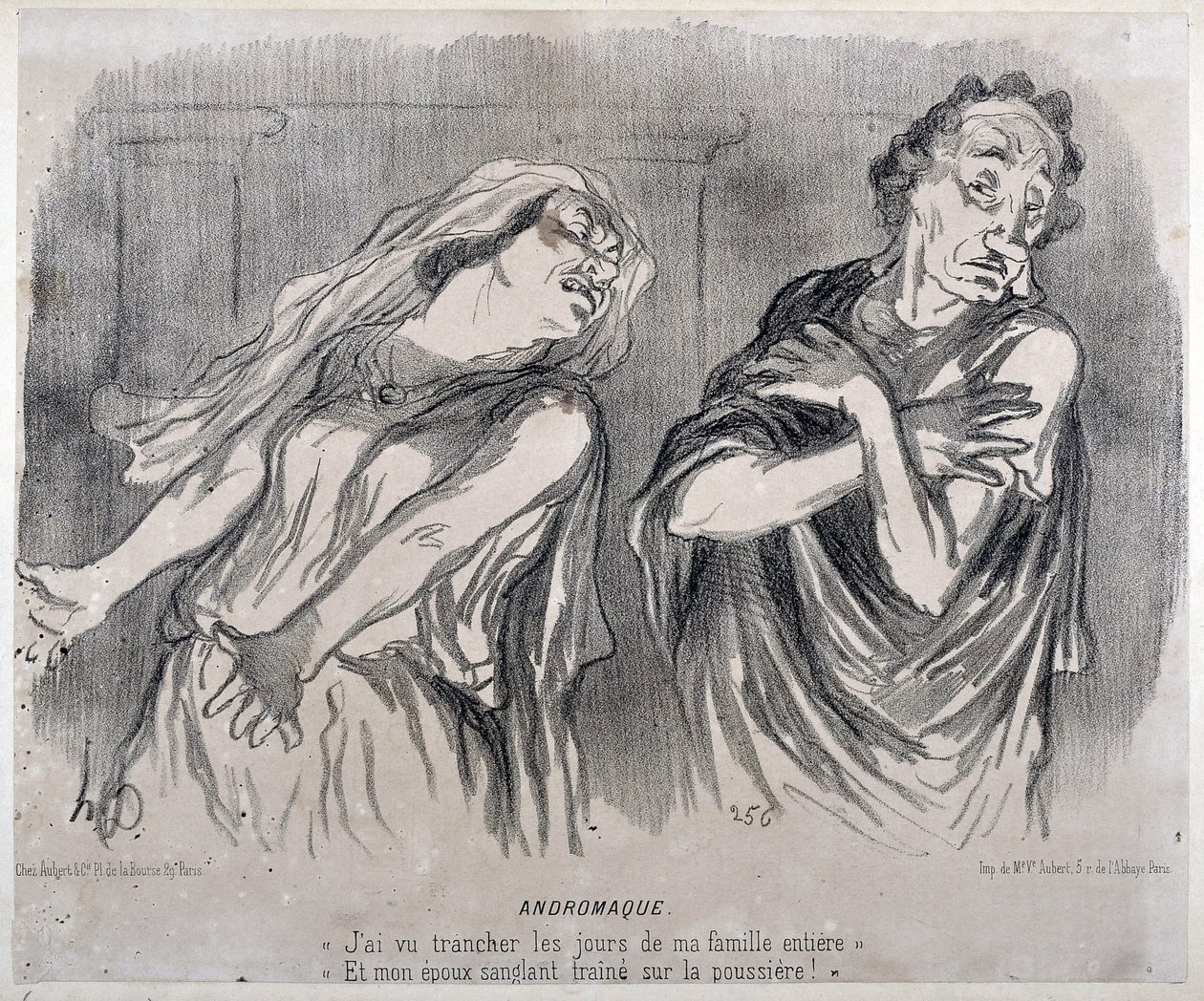 Andromaque Gravure door Honore Daumier (1808-1879) in Le Charivari. Palais Longchamp, Musée des Beaux Arts de Marseille. door Honoré Daumier
