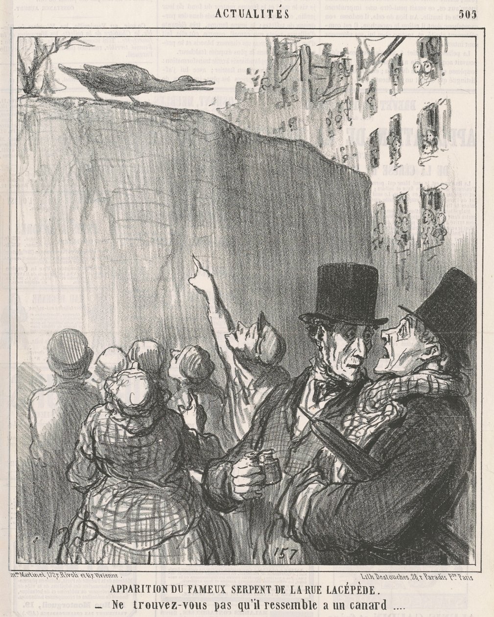 Verschijning van... de slang van de rue Lacépède door Honoré Daumier