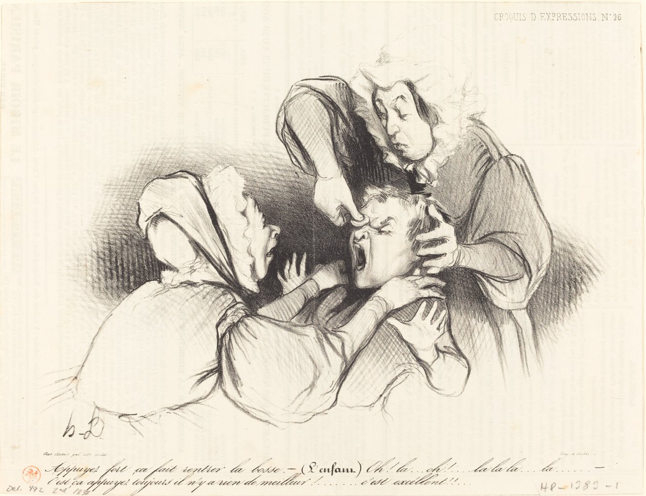 Druk hard, het maakt de bult plat... door Honoré Daumier