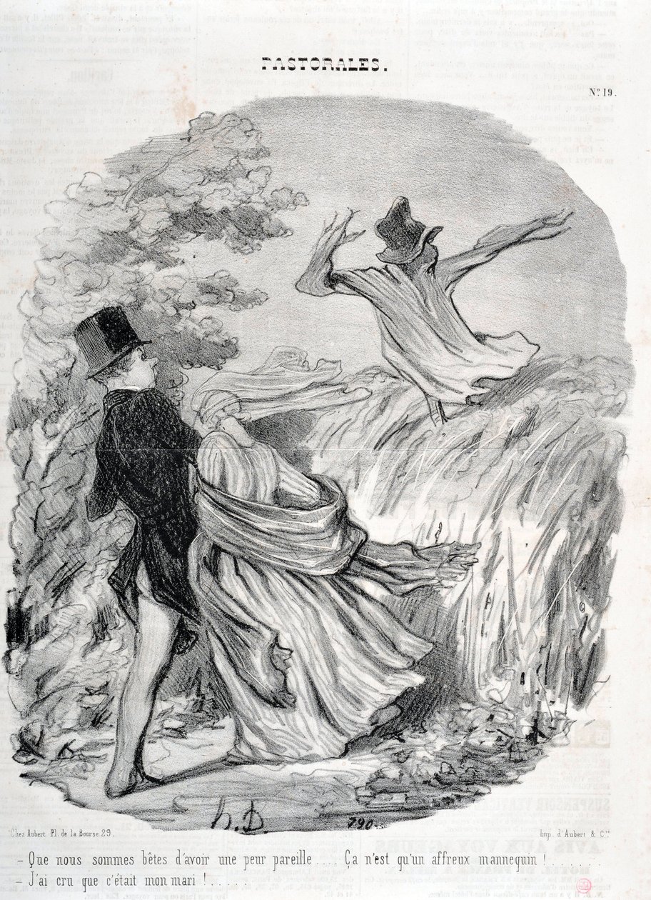 Kunstwerk door Honore Daumier (1808-1879). Charivari dateert uit 1845: Serie PASTORALES Hoe goed we zijn om zo