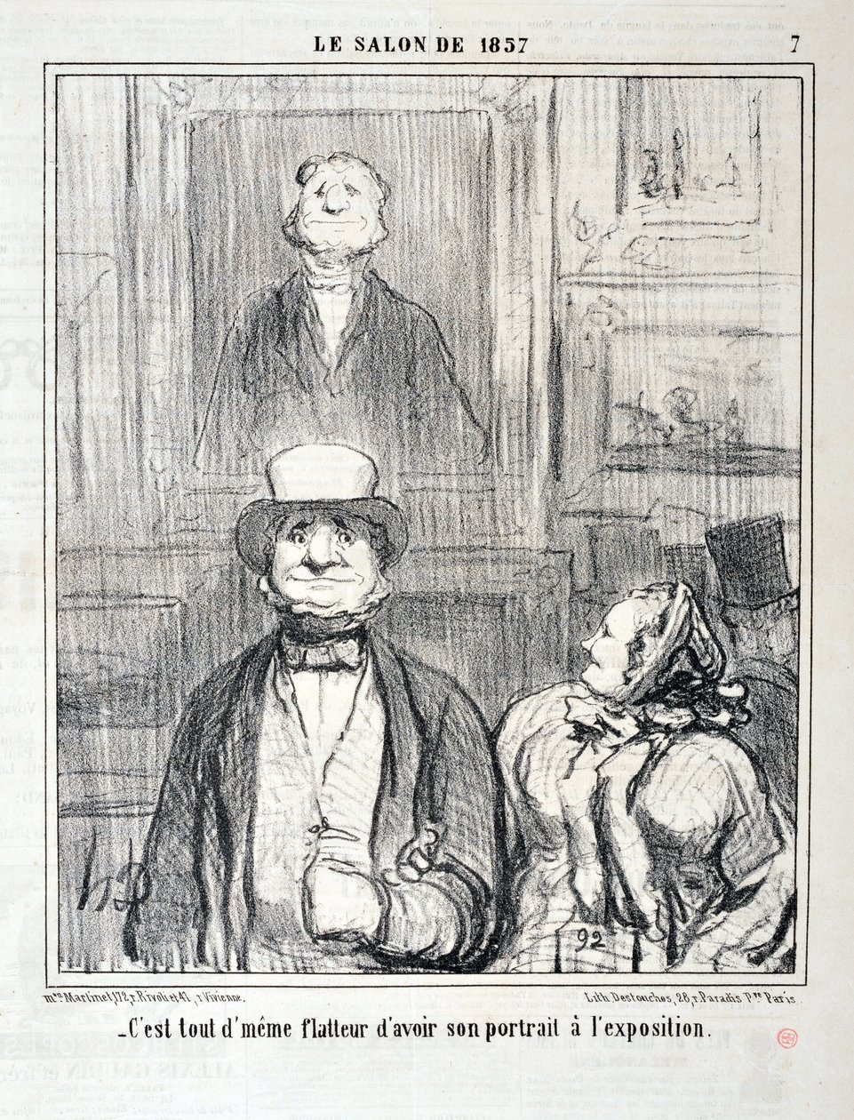 Kunstwerk door Honore Daumier (1808-1879). Charivari uit 1857: Serie SALON DE 1857 