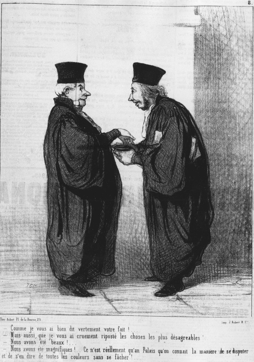 Zoals ik je echt je feit vertelde!... Maar ook, dat ik je de meest onaangename dingen wreed heb vergolden... We waren mooi!... We waren mooi!... Het is echt alleen in het Paleis dat we de manier van. door Honoré Daumier