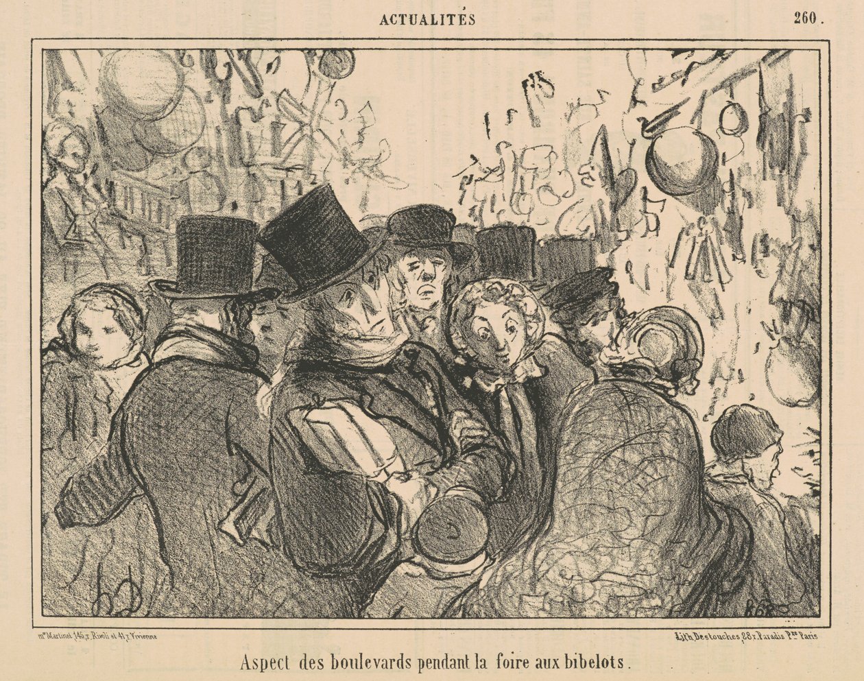 Uitzicht op de boulevards tijdens de snuisterijenmarkt door Honoré Daumier