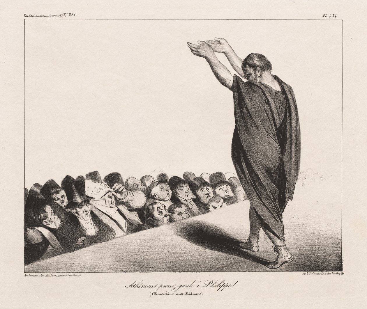 Atheners Pas Op voor Philip! (Demosthenes tot de Atheners) door Honoré Daumier
