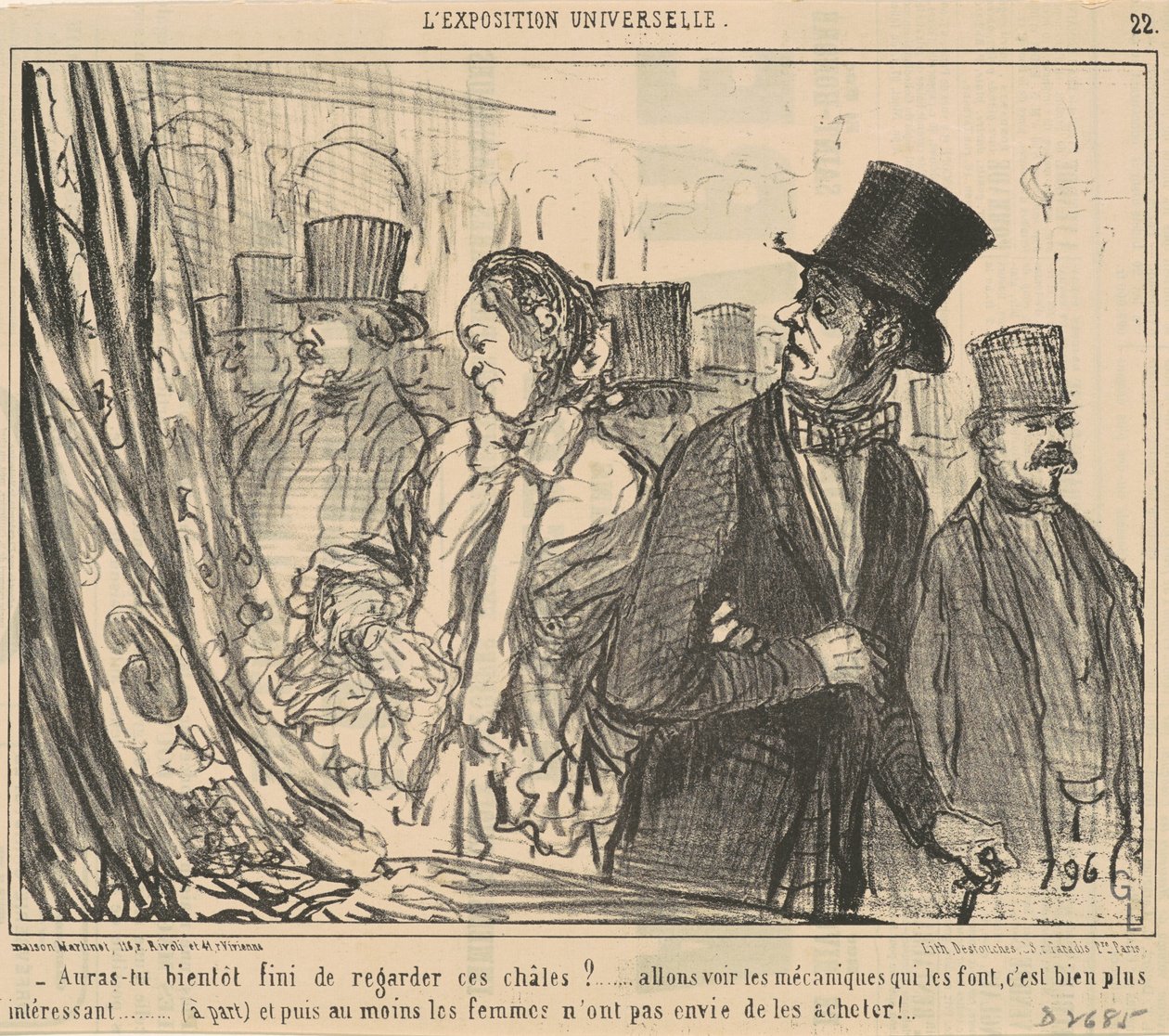Ben je klaar met het bekijken van die sjaals? door Honoré Daumier