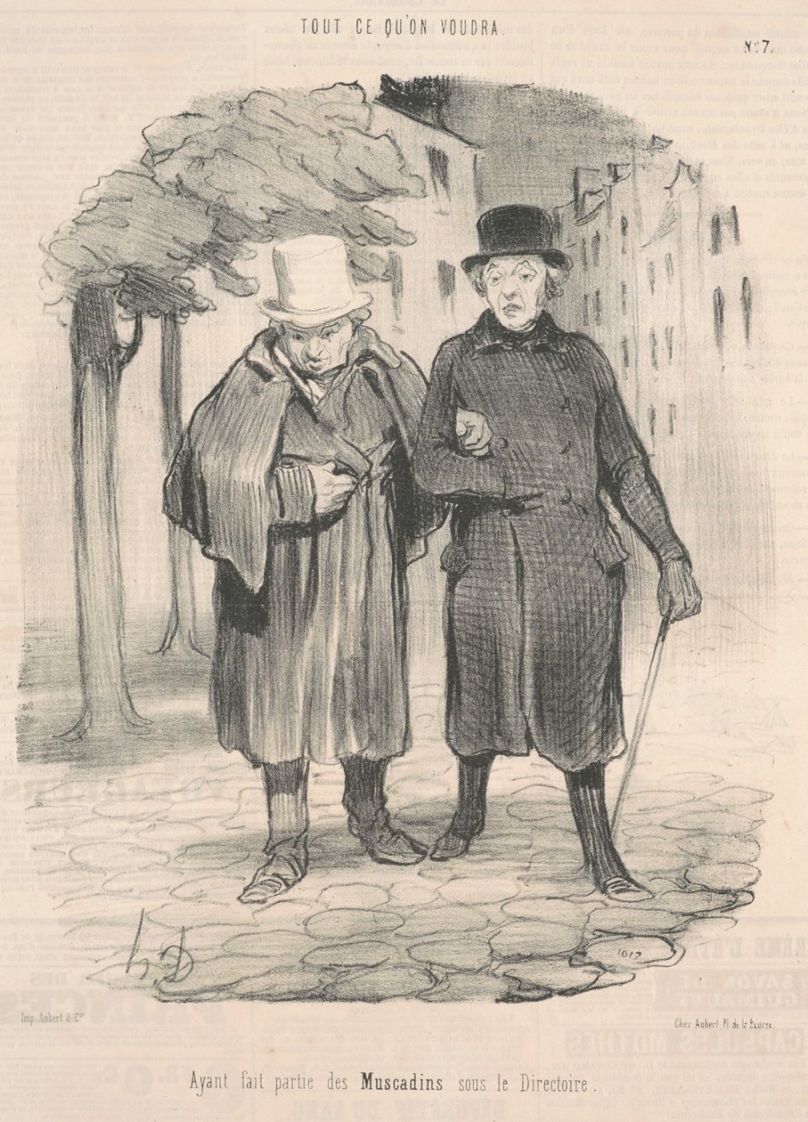 Deel uitgemaakt van de muscadins onder het directoire door Honoré Daumier