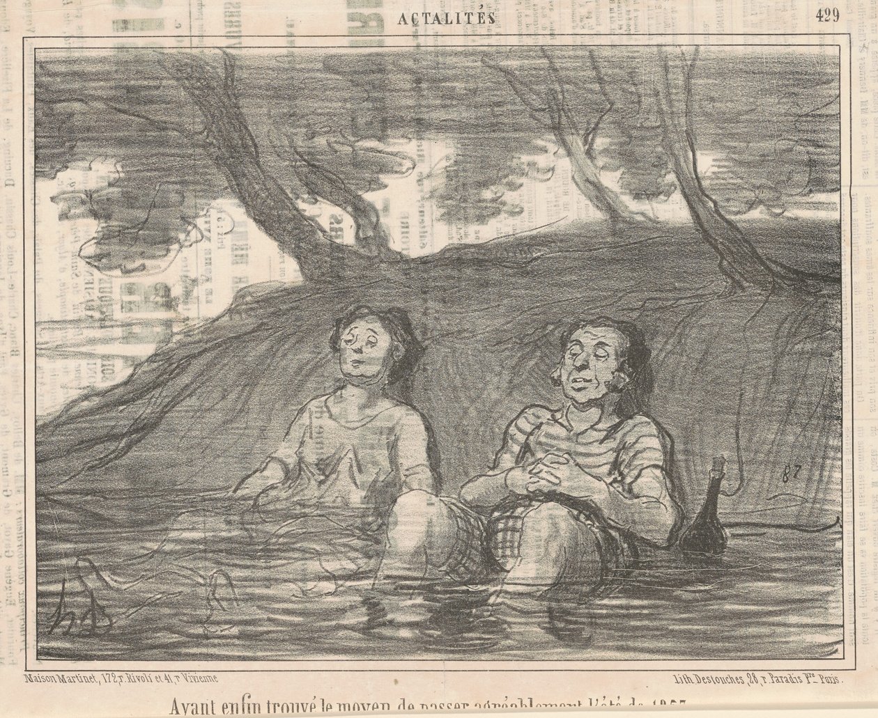 Hebbende ... de manier gevonden om de zomer aangenaam door te brengen door Honoré Daumier