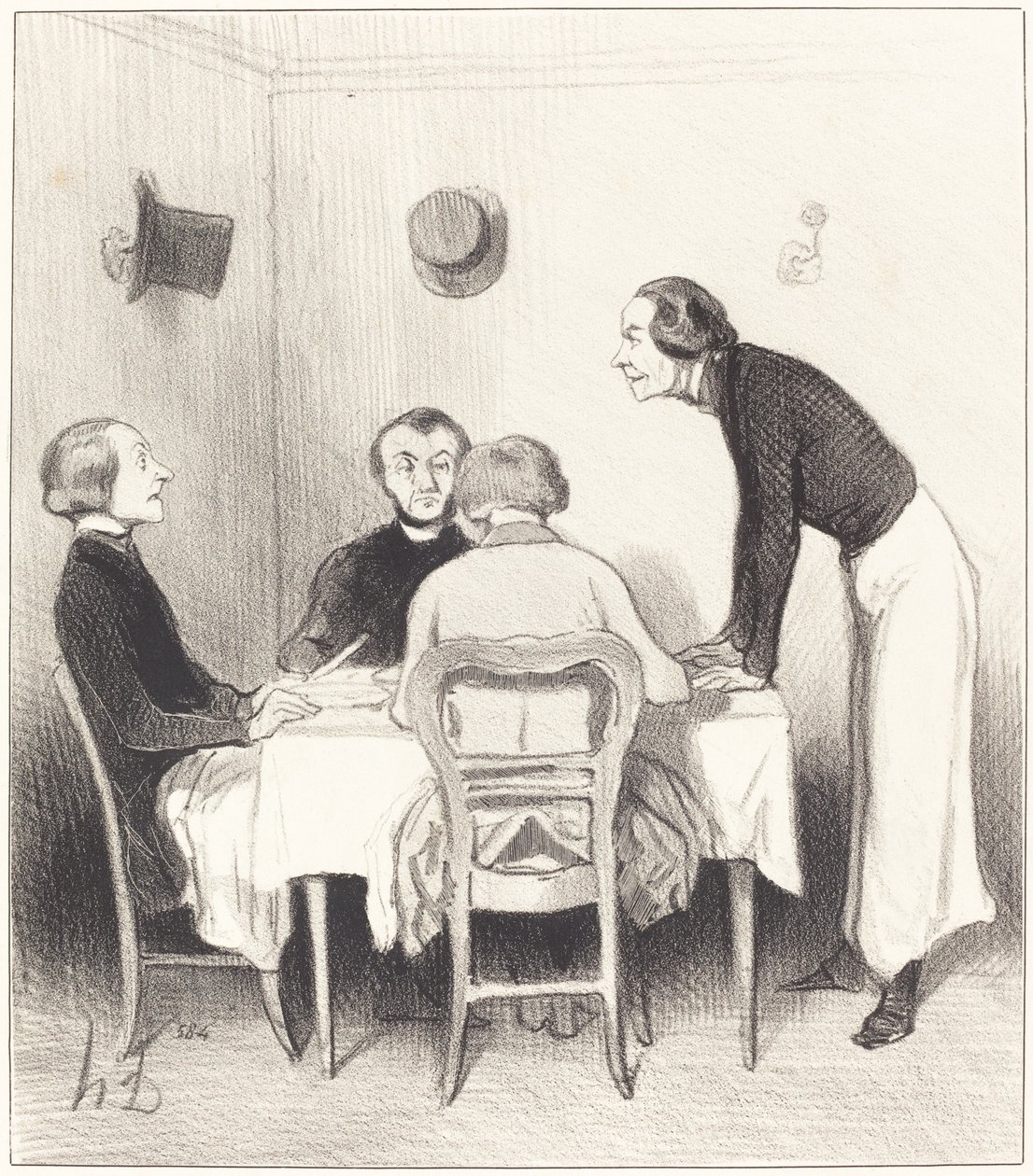 Wortel van het restaurant door Honoré Daumier