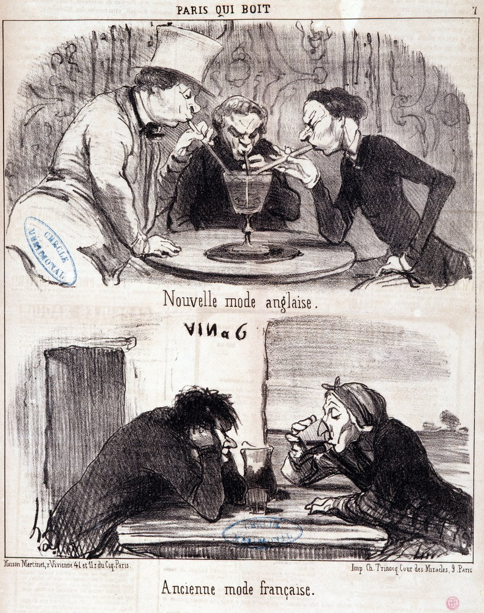 Cartoon over gastronomisch misbruik. Serie 
