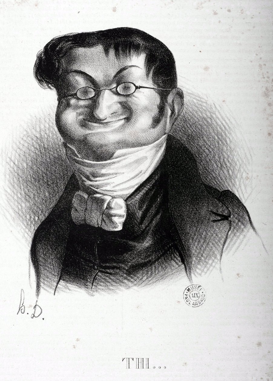 Cartoon door Adolphe Thiers (1797-1877), Franse staatsman. Tekening door Honore Daumier (1808-1879). Arbaud Museum. door Honoré Daumier