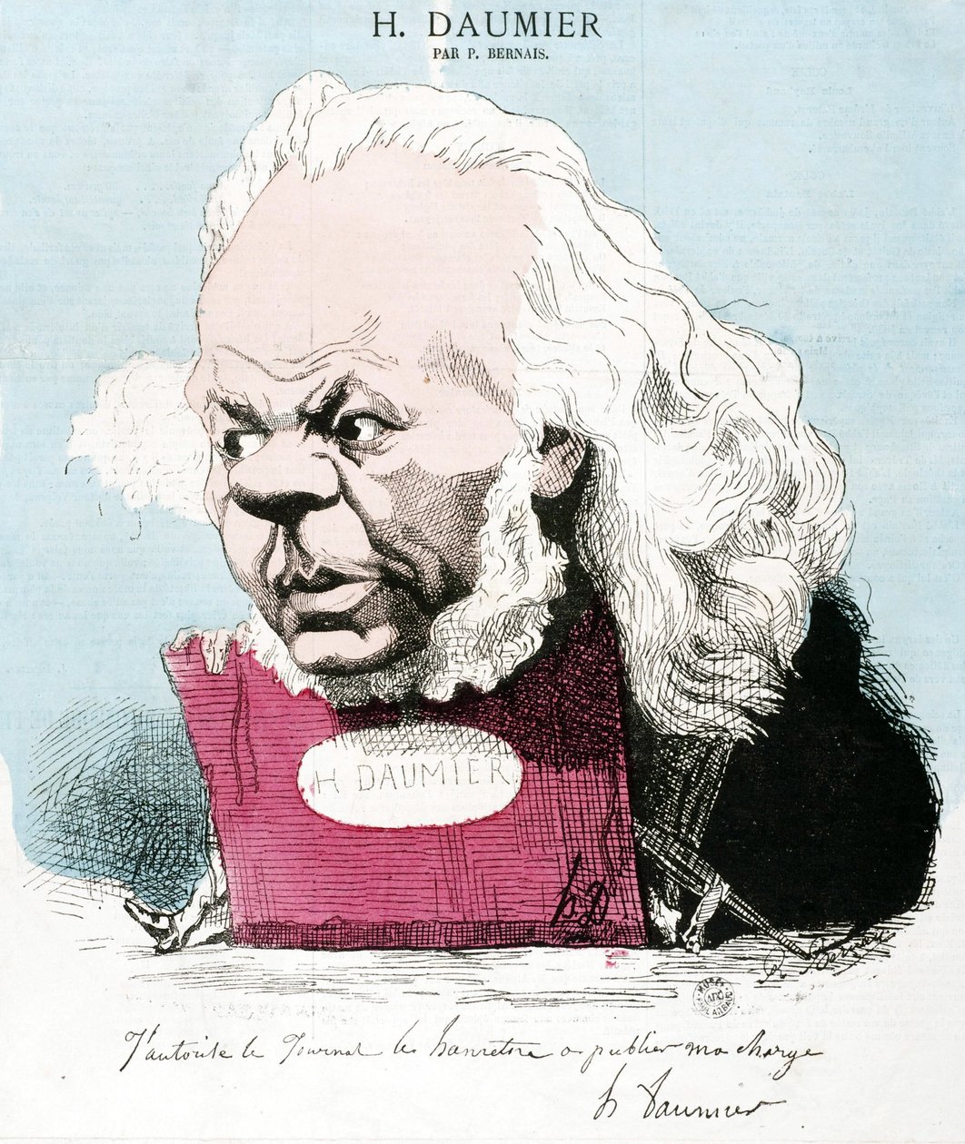 Cartoon door Honore Daumier (1808-1879), Franse graveur, schilder en beeldhouwer. Gravure door P. Bernais. Dim: 33x30cm. Arbaud Museum. door Honoré Daumier