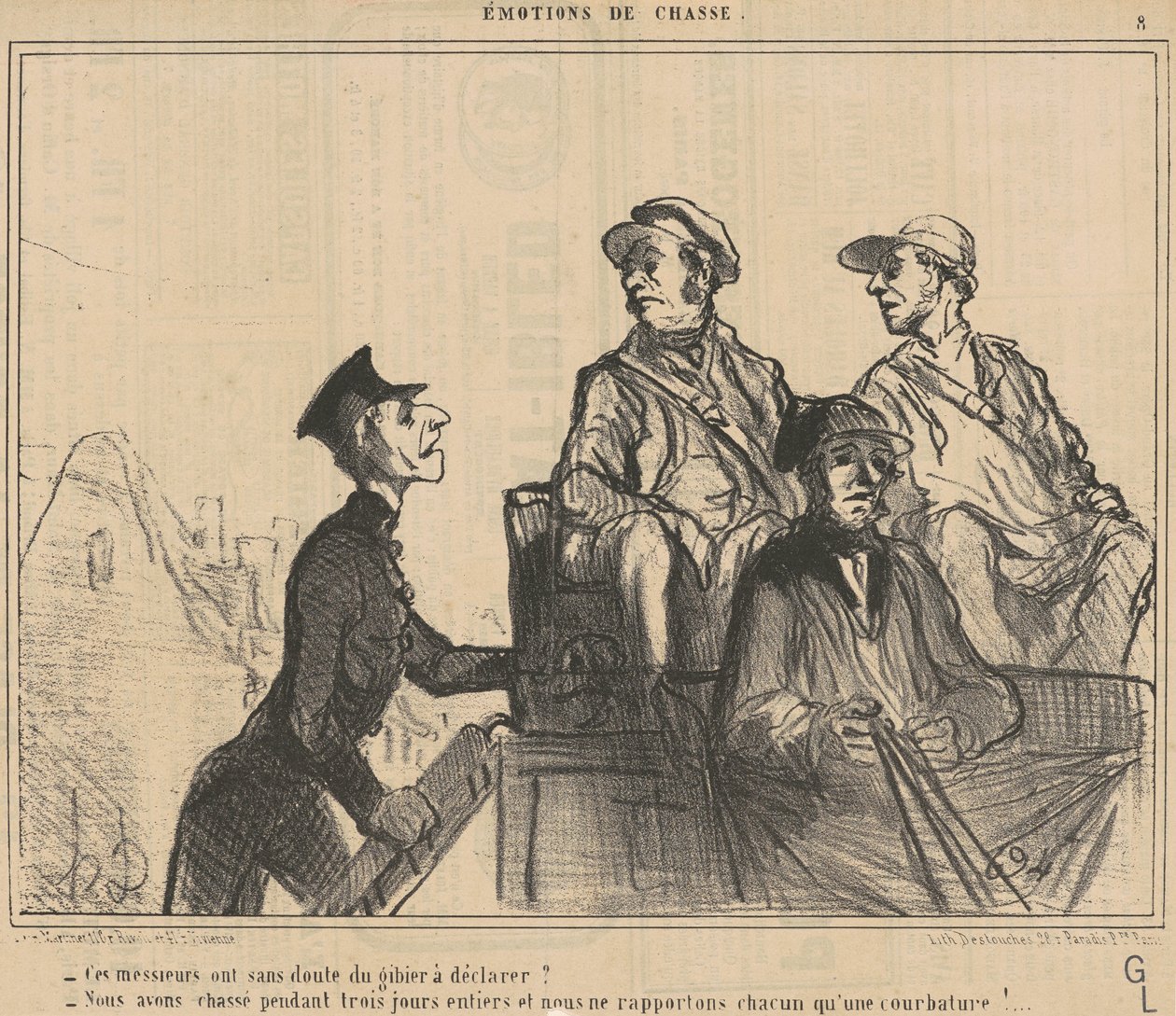 Hebben deze heren... wild aan te geven?... door Honoré Daumier