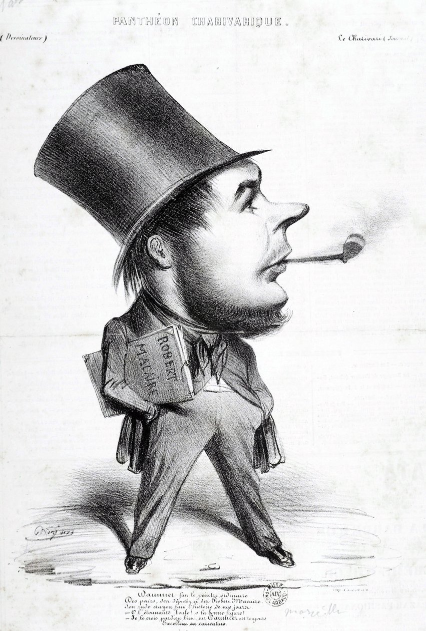 Charivaric Pantheon: Cartoon door Honore Daumier (1808-1879), Franse graveur, schilder en beeldhouwer. Gravure in Le Charivari. Dim: 32x22cm. Arbaud Museum. door Honoré Daumier