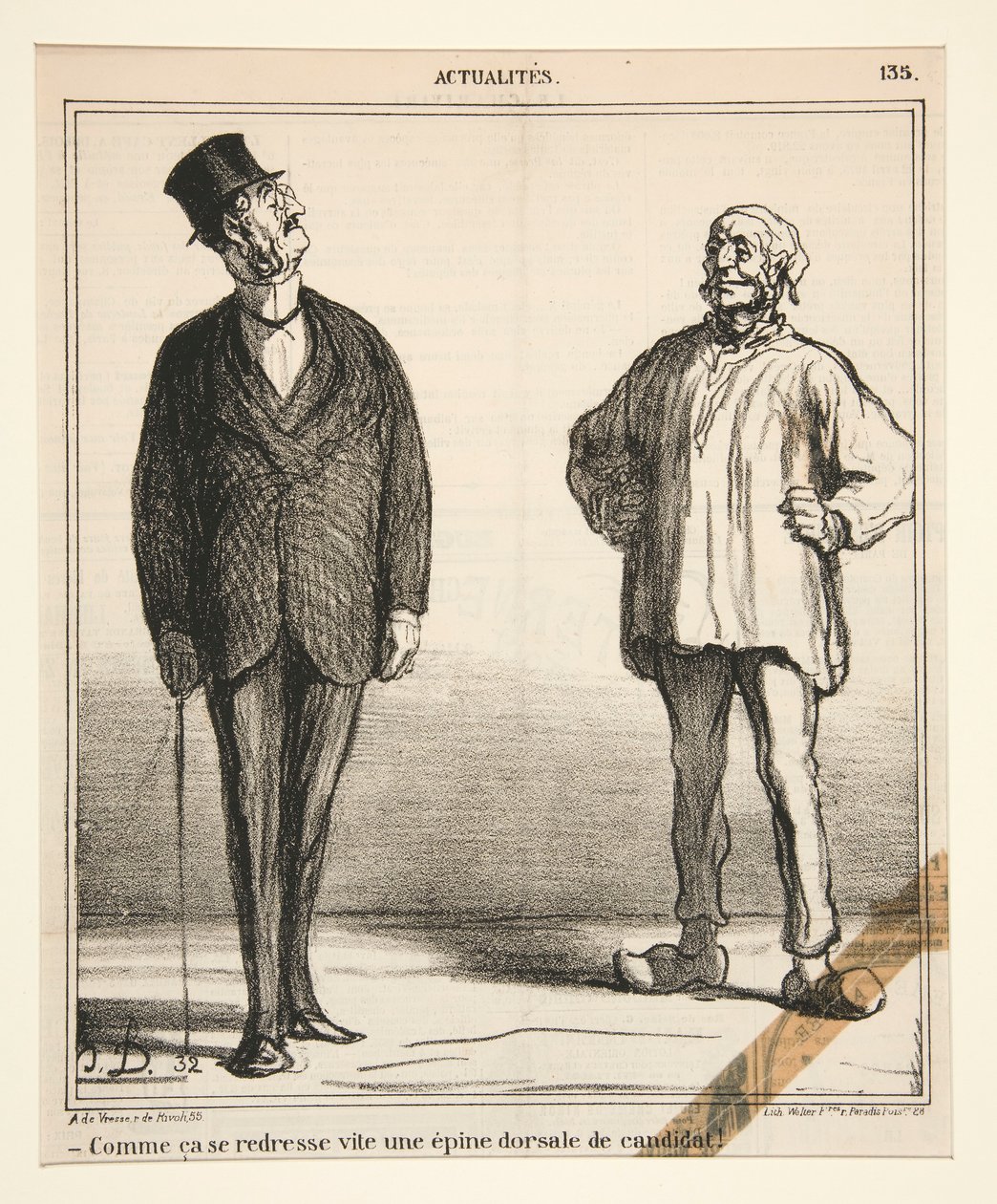 Comme ca se redresse vite une epine dorsale de candidat! door Honoré Daumier