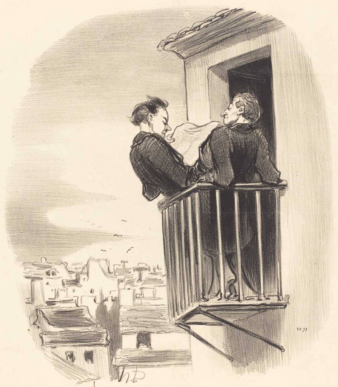 Comment on comprend le balcon Espagnol a Paris door Honoré Daumier