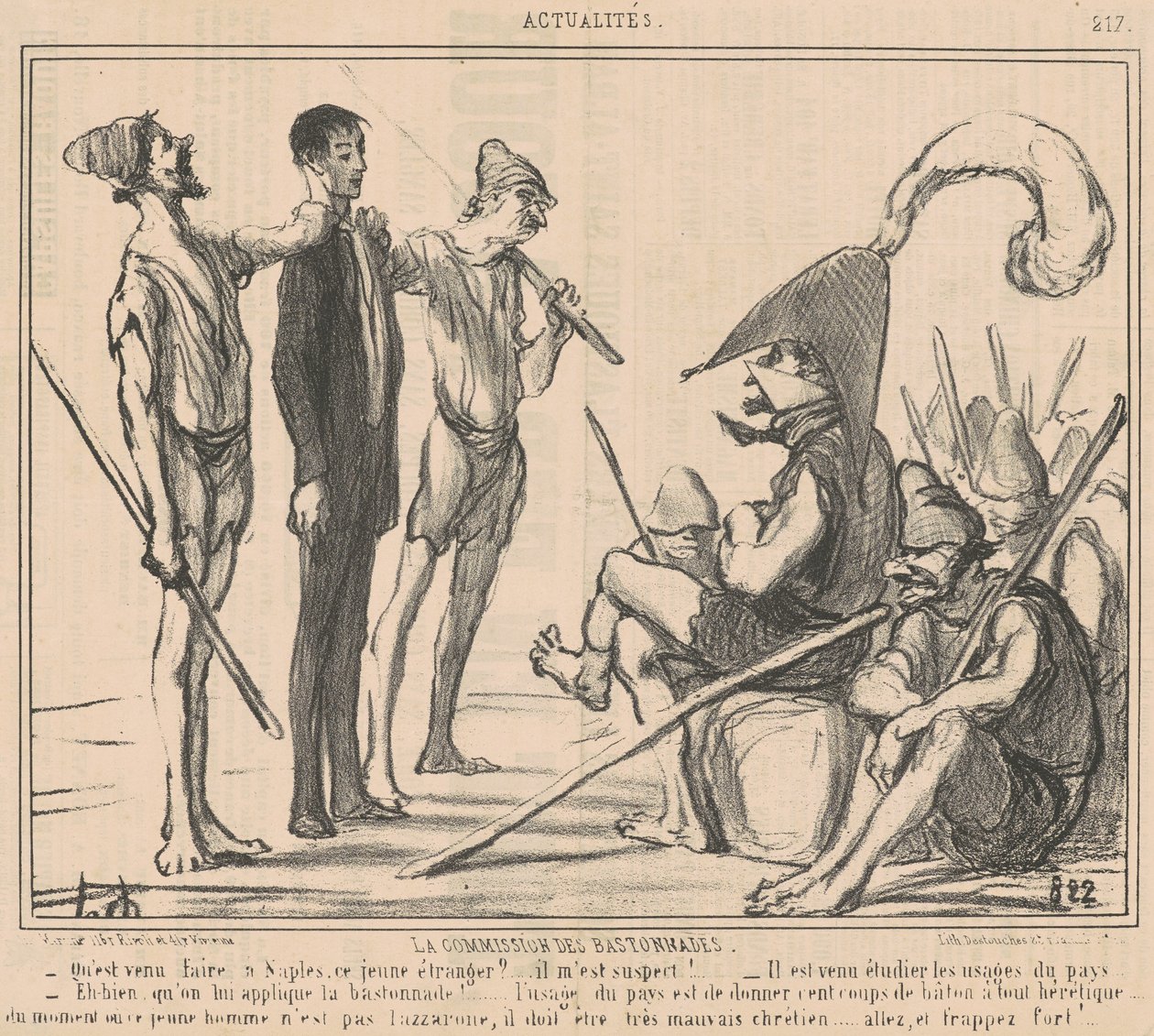 Commissie van de bastonnades door Honoré Daumier