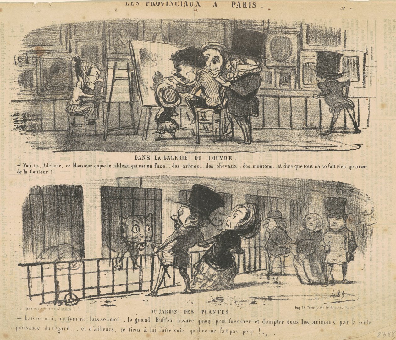 In de galerij van het Louvre door Honoré Daumier