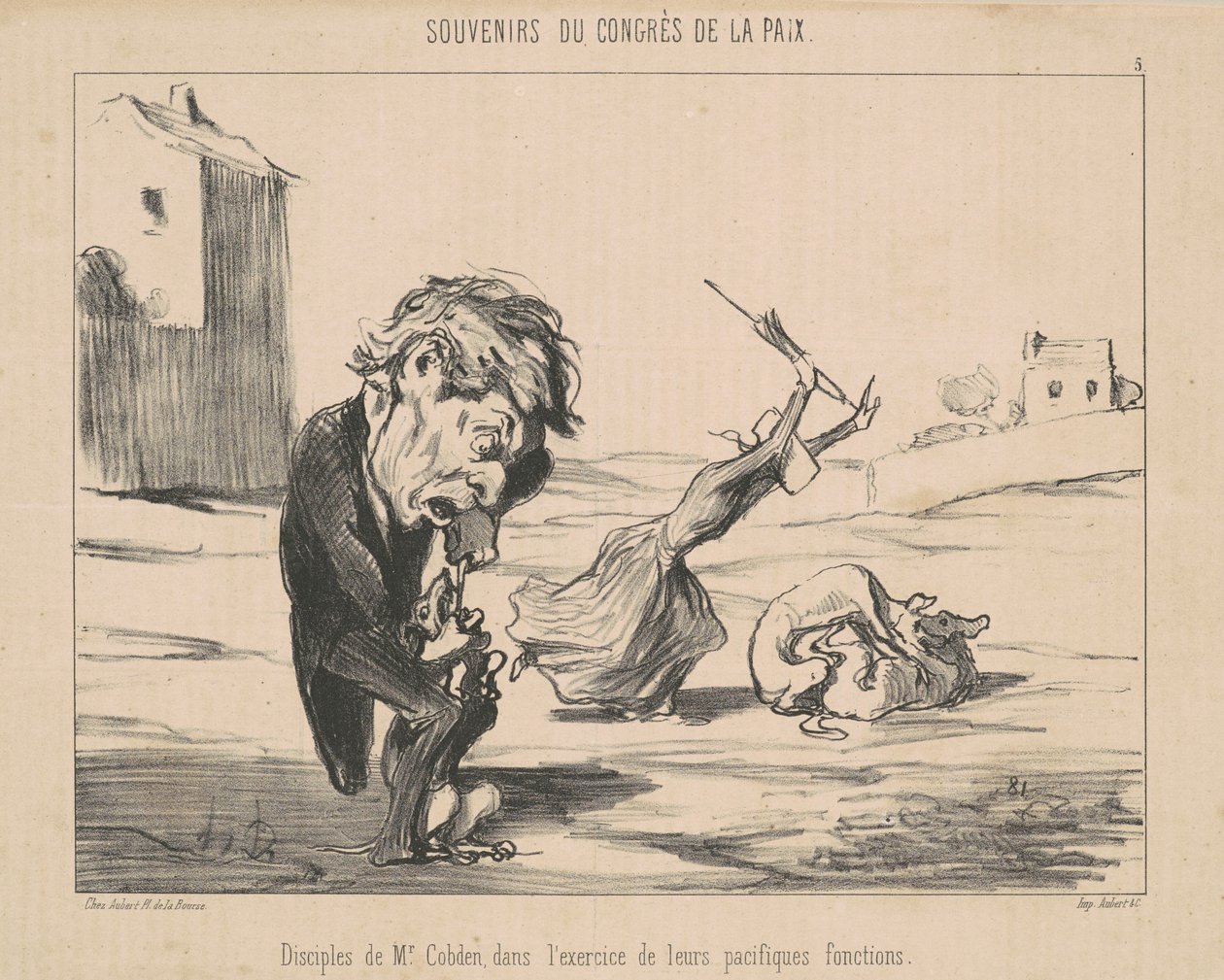 Discipelen van M. Cobden door Honoré Daumier