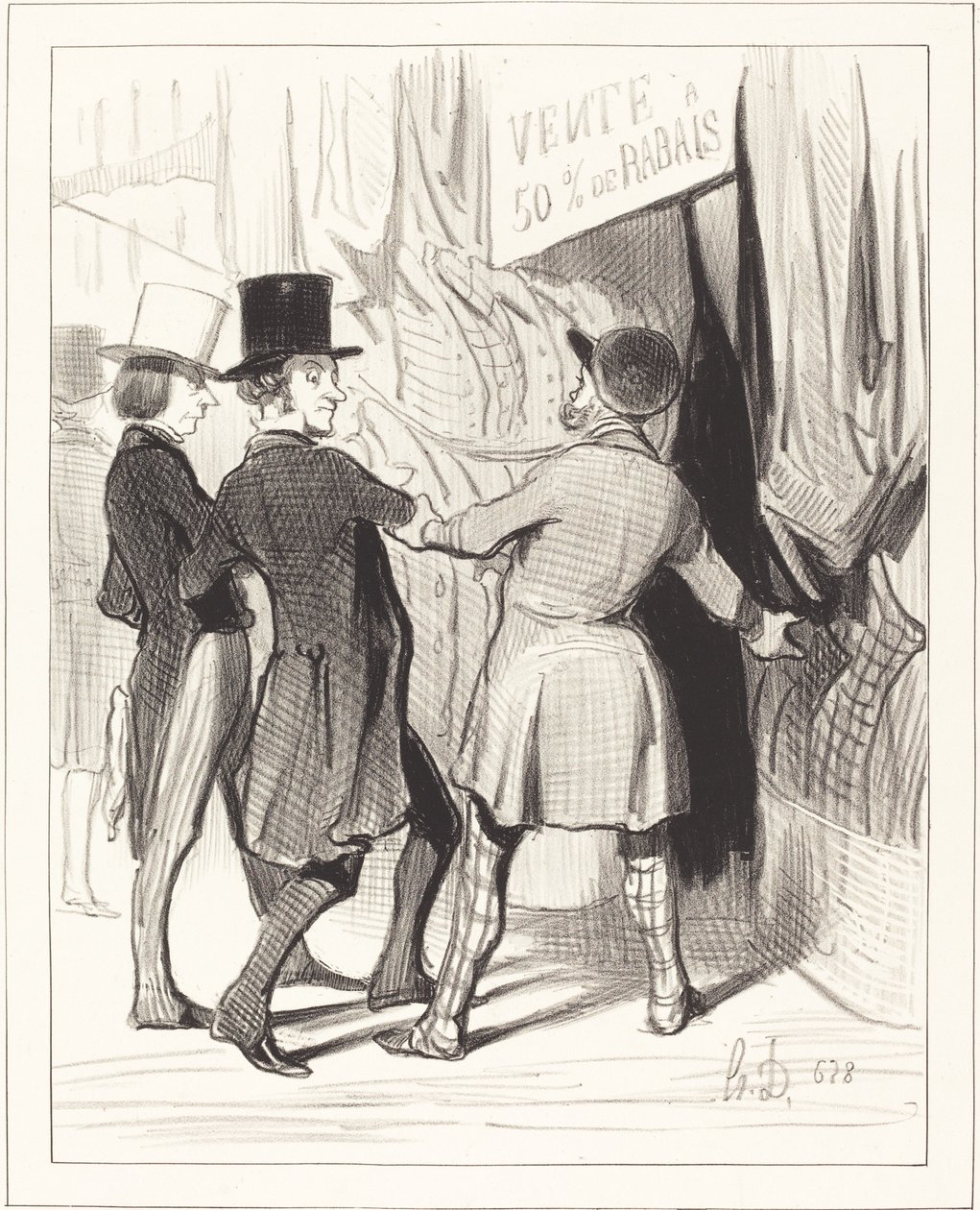 Entrez Messieurs... voici de magnifiques... door Honoré Daumier