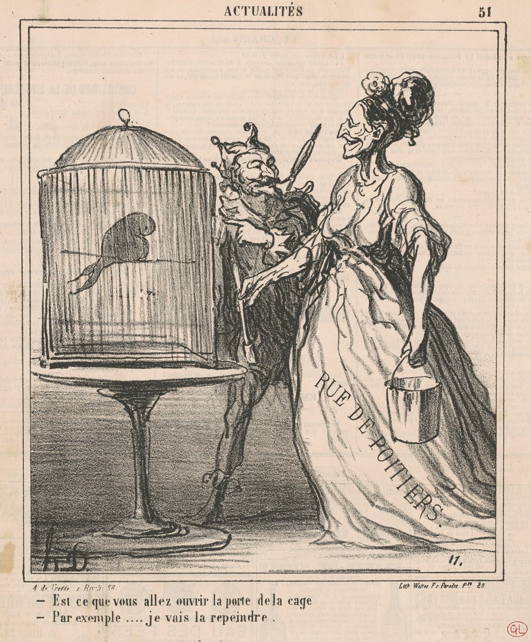 Gaat u de kooi openen... door Honoré Daumier