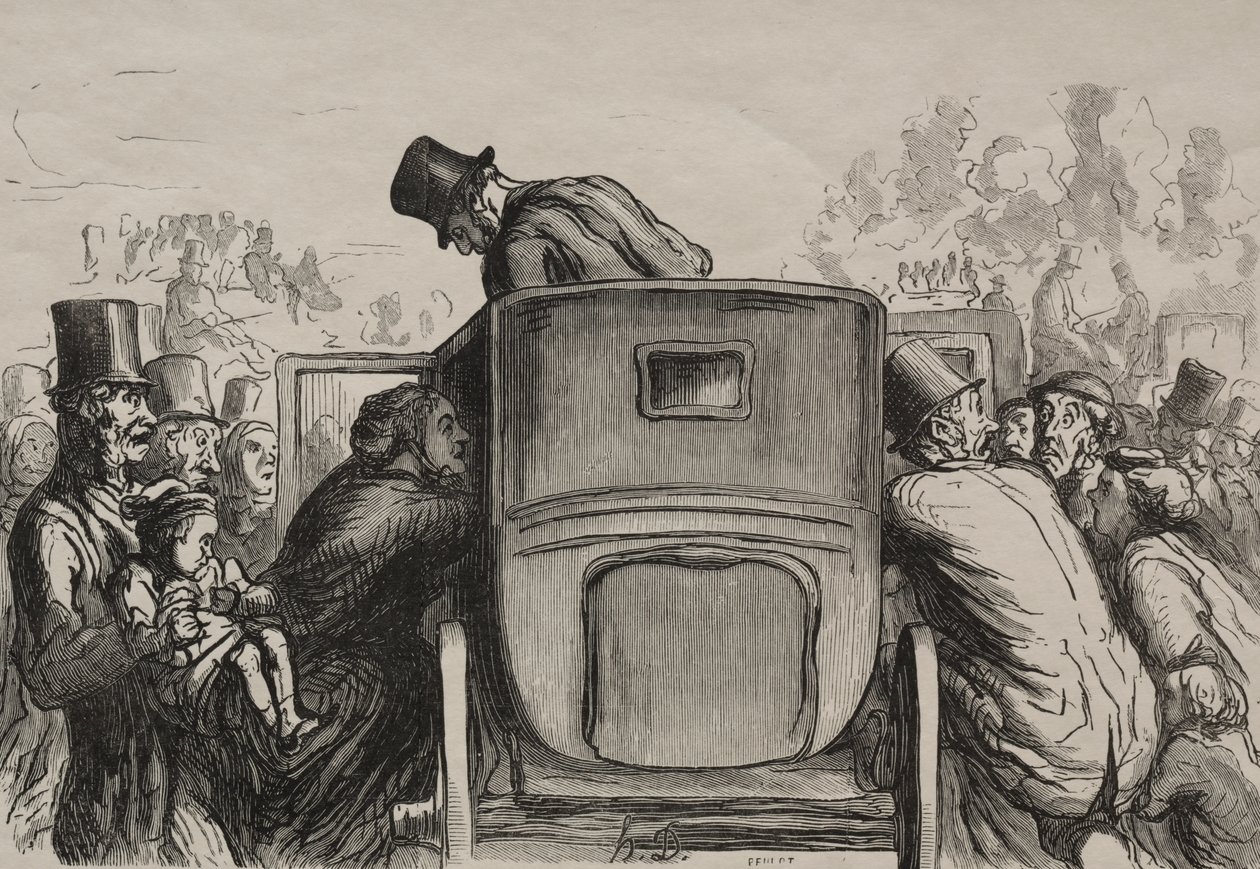 Wereldtentoonstelling: De Vreemdeling Vindt Alle Gemakken om naar zijn Hotel Terug te Keren door Honoré Daumier