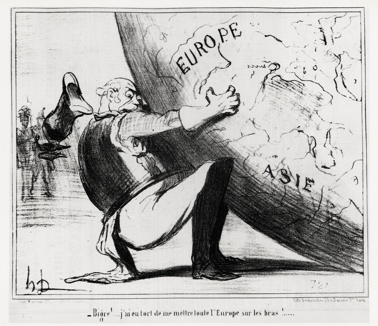Duitsland: bigre!... ik had ongelijk om heel Europa op mijn handen te leggen. Illustratie door Honore Daumier, gepubliceerd in het nieuws, 