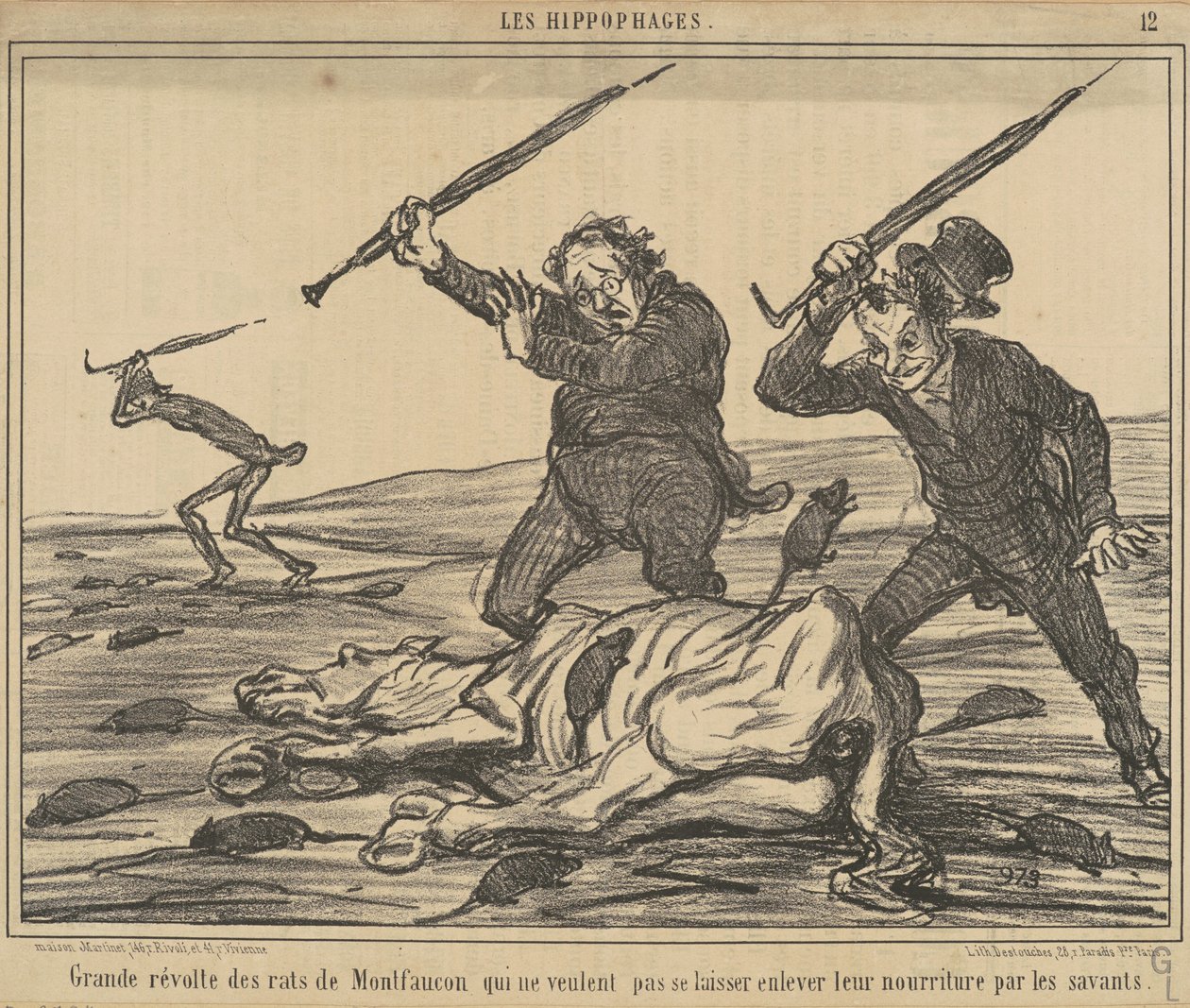 Grote opstand van de ratten van Montfaucon ... door Honoré Daumier
