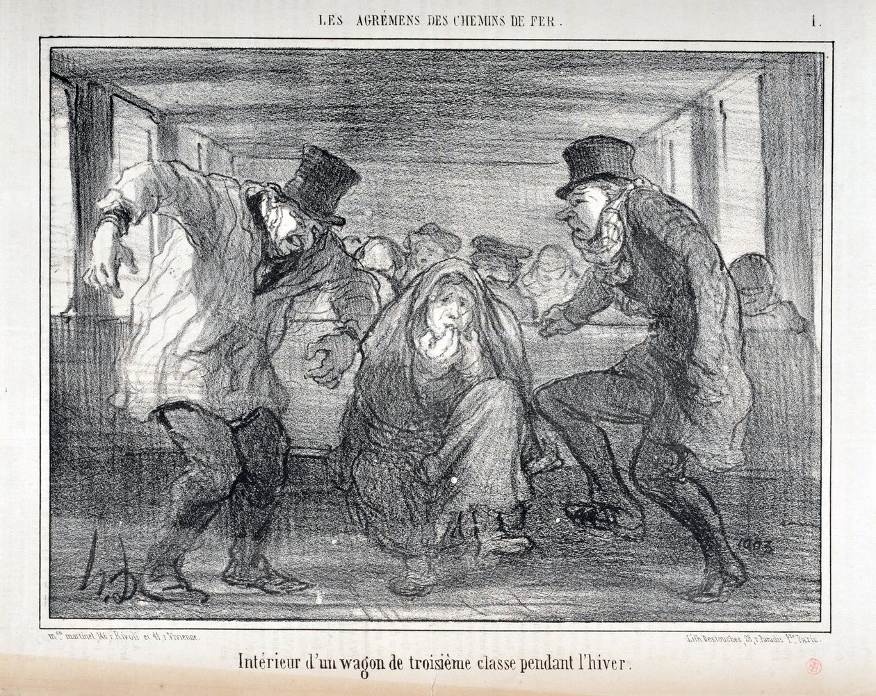 Illustratie voor de serie "Les Agrements des Chemin de fer" door Honoré Daumier