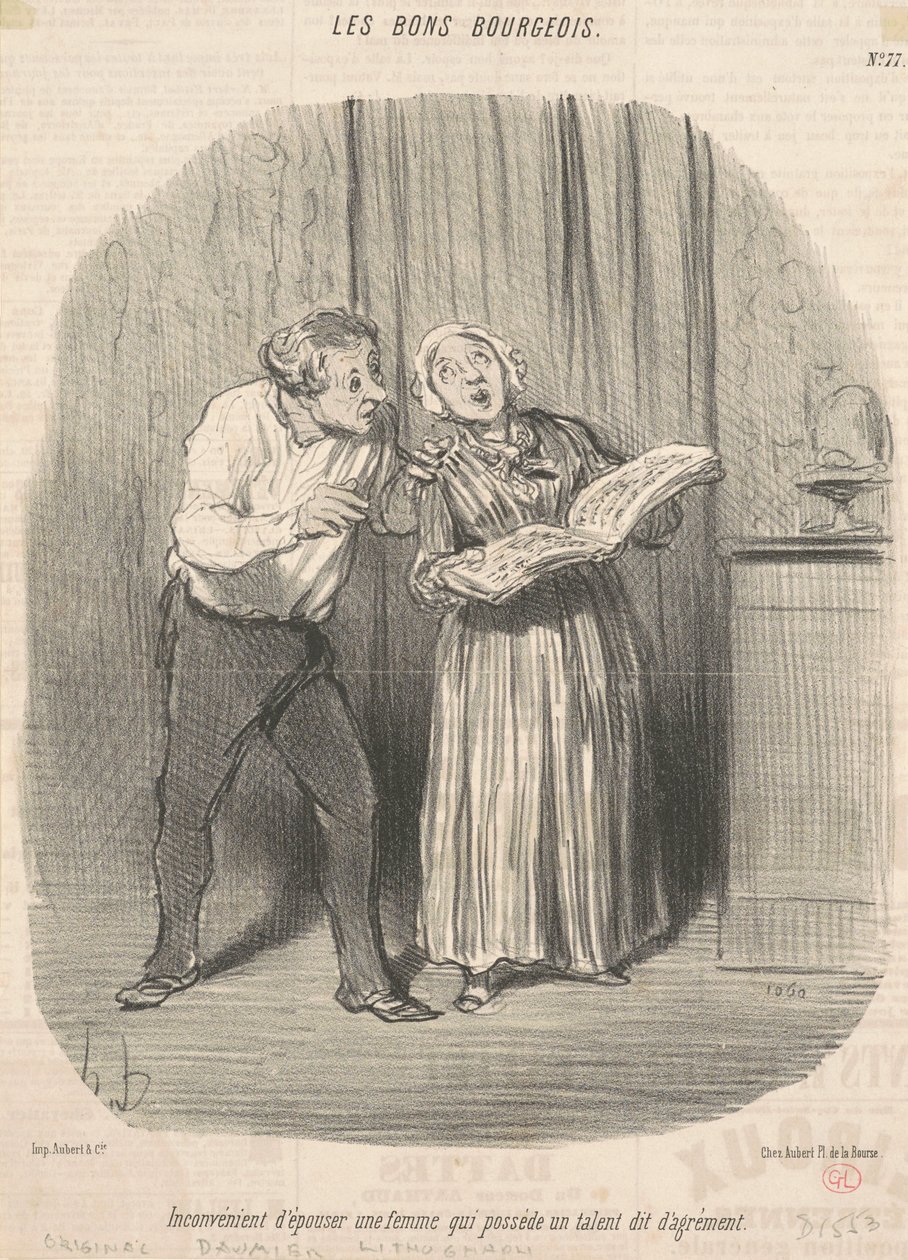 Nadeel van het trouwen met een vrouw die een talent heeft door Honoré Daumier