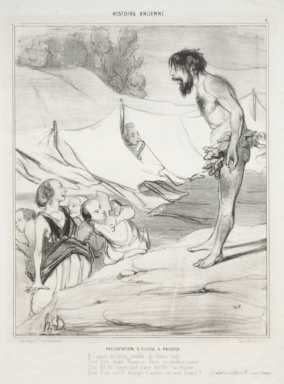 Introductie van Odysseus in Nausica door Honoré Daumier