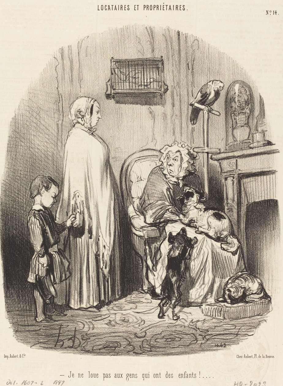 Ik verhuur niet aan mensen met kinderen! door Honoré Daumier