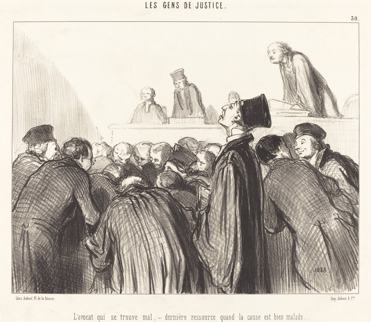 De advocaat die zich onwel voelt door Honoré Daumier