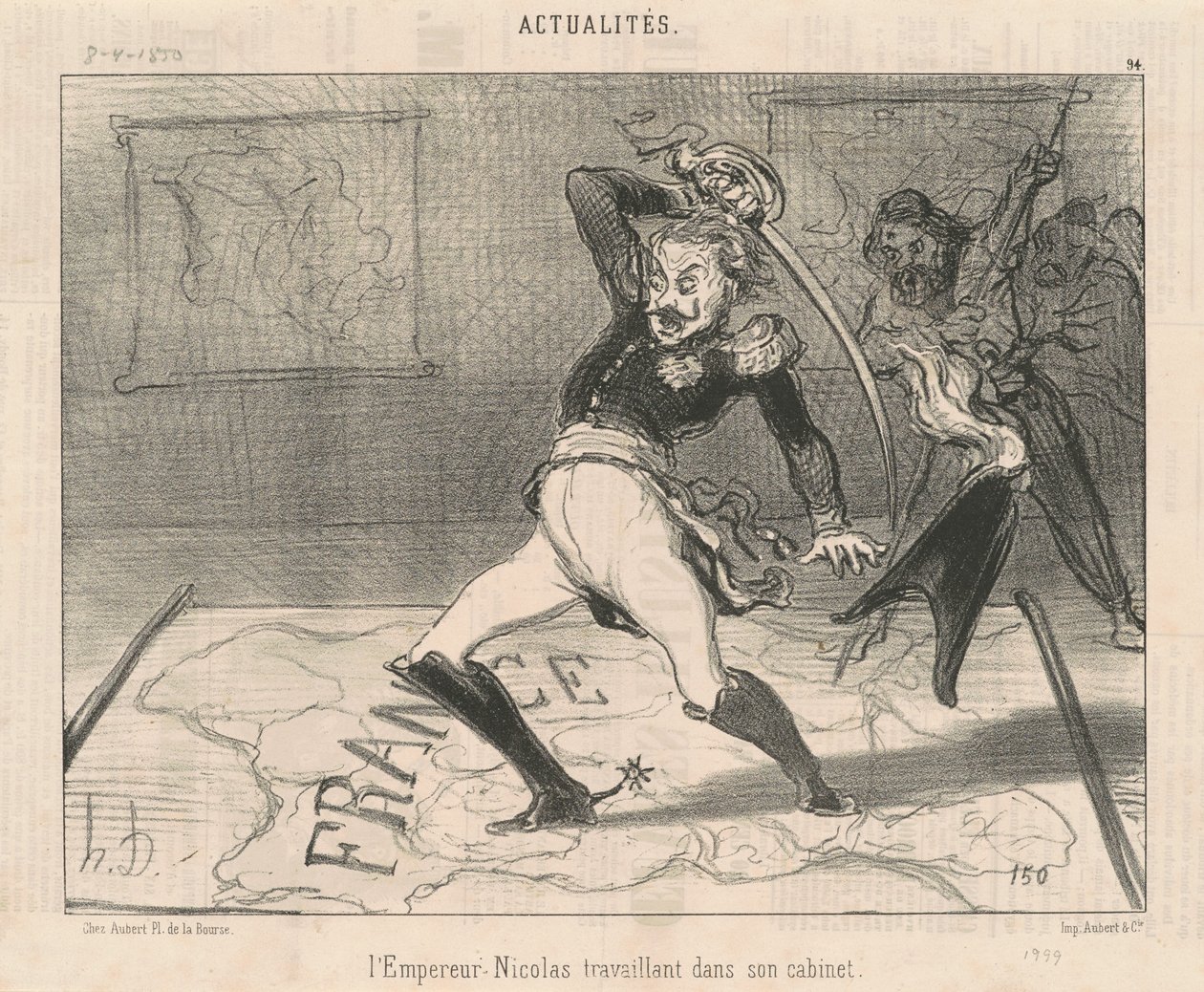 Keizer Nicolaas aan het werk in zijn kabinet door Honoré Daumier