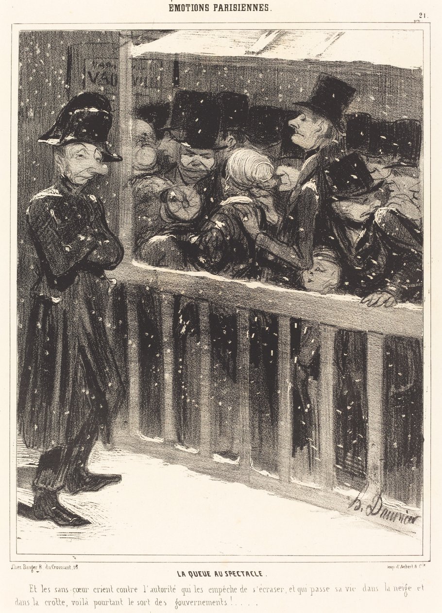 De rij bij de voorstelling door Honoré Daumier