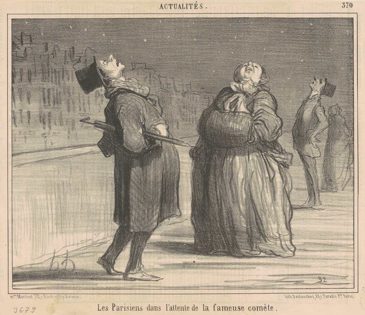 Parijzenaars in afwachting van de... komeet door Honoré Daumier