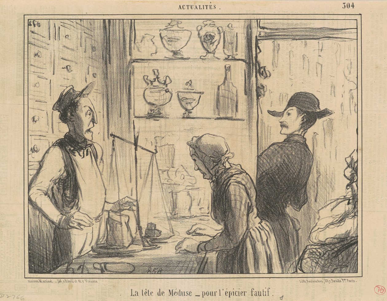 Het hoofd van Medusa voor de schuldige kruidenier door Honoré Daumier