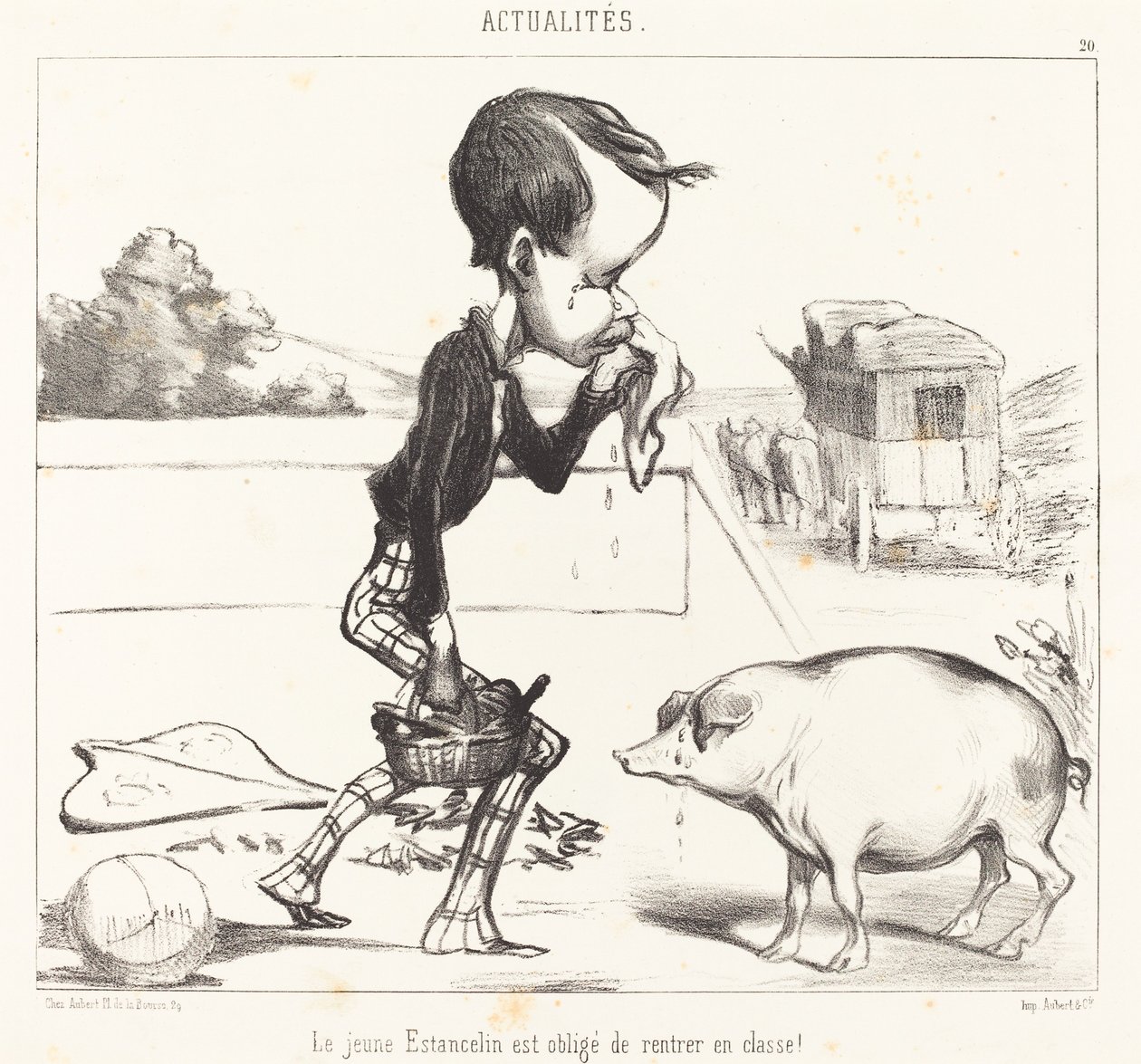 Le Jeune Estancelin est obligé de rentrer en classe! door Honoré Daumier
