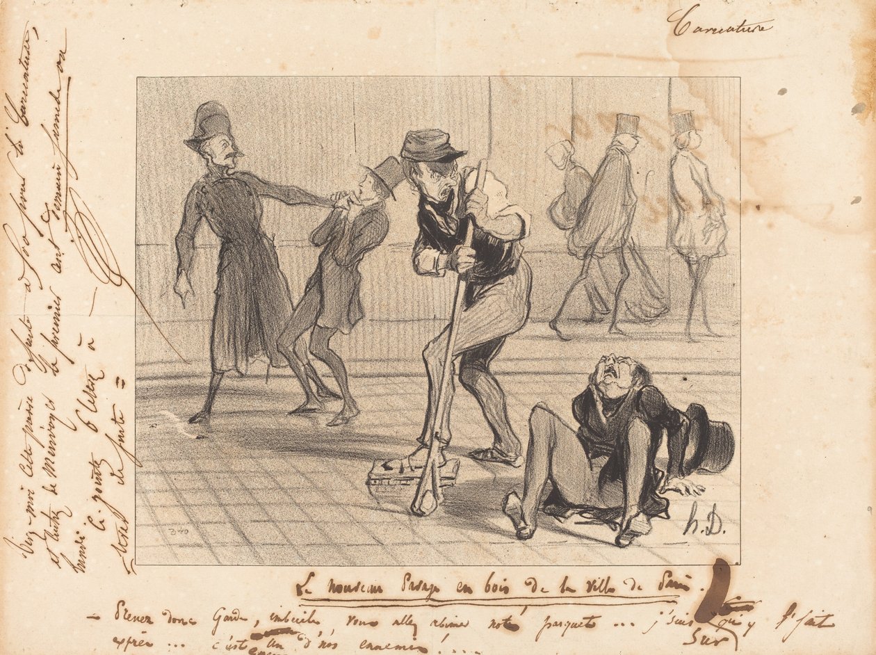 De nieuwe houten bestrating... van Parijs door Honoré Daumier