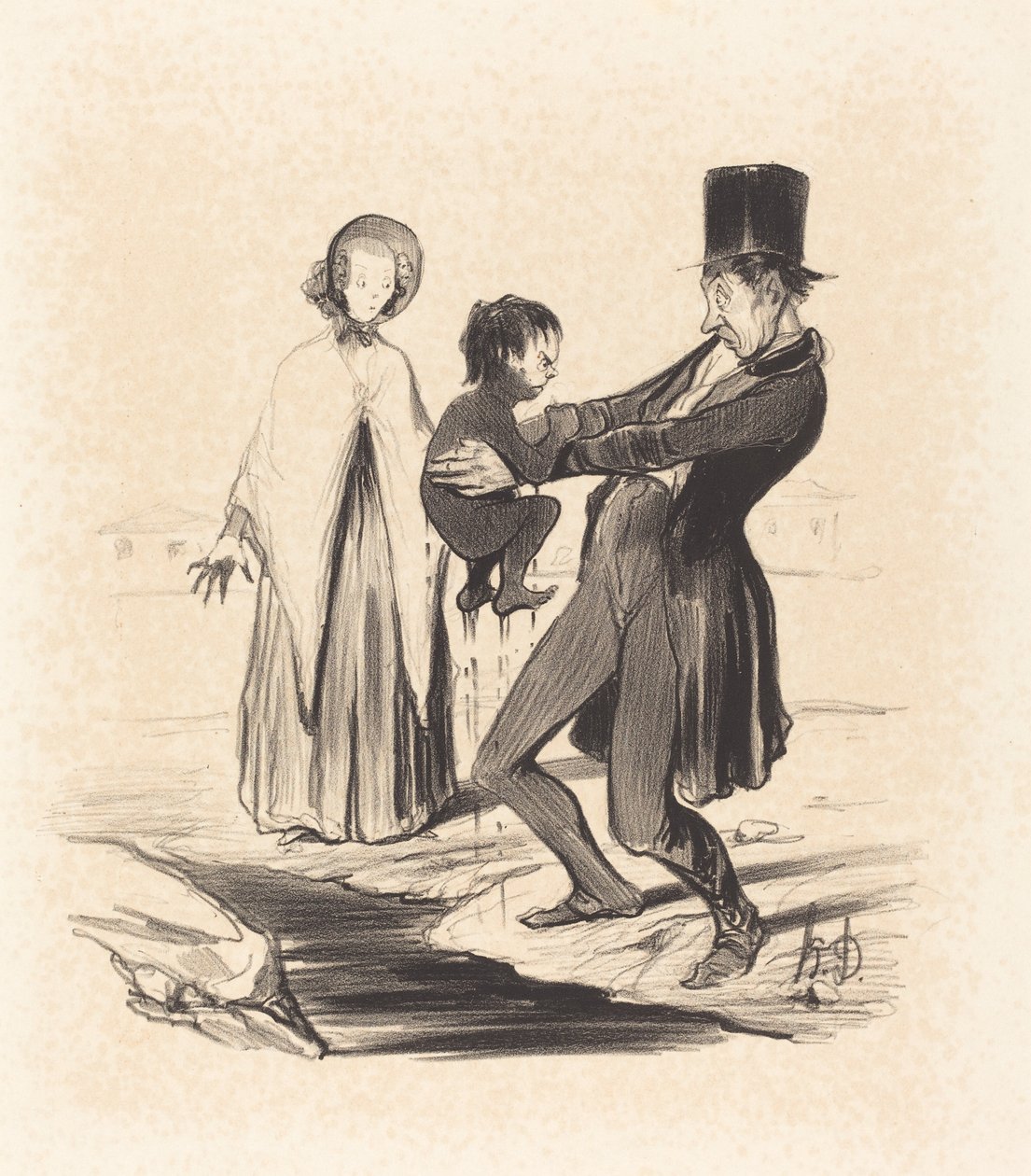 Le Puits de Grenelle door Honoré Daumier