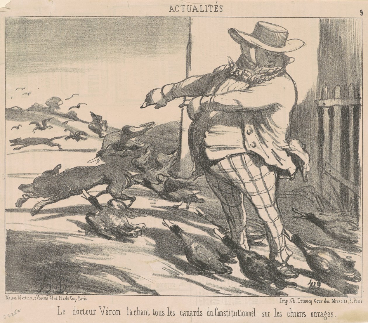 Dokter Véron laat alle eenden los... door Honoré Daumier