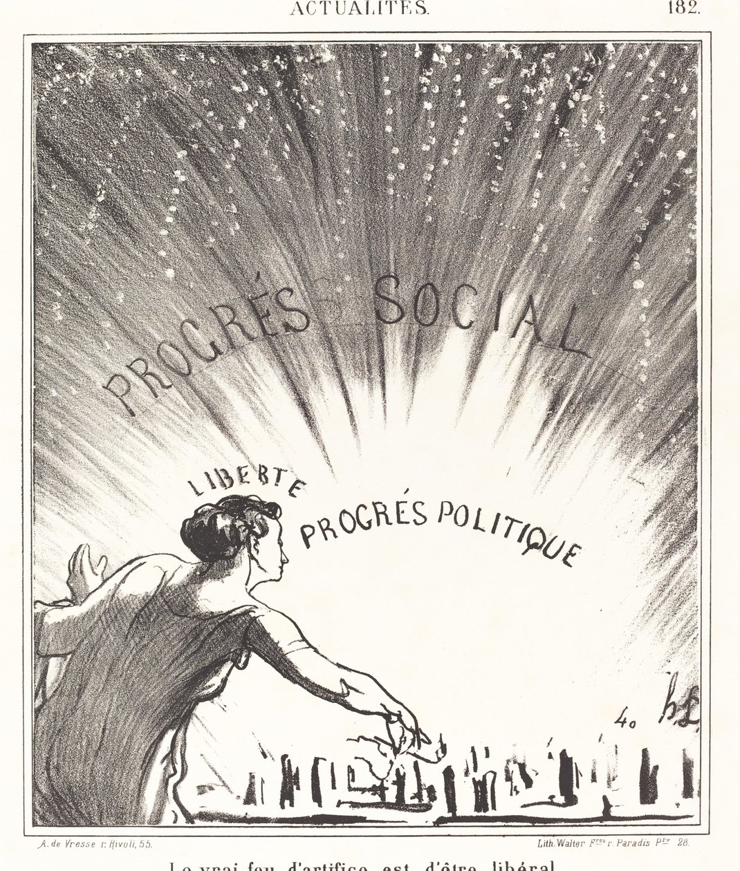 Het echte vuurwerk is vrijgevig zijn door Honoré Daumier