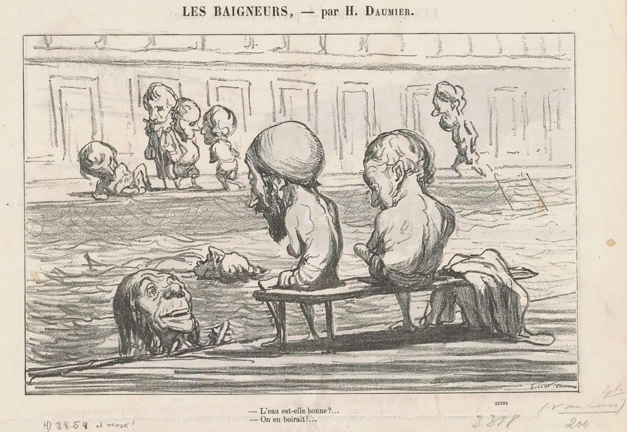 Is het water goed? ... / Een volle water door Honoré Daumier
