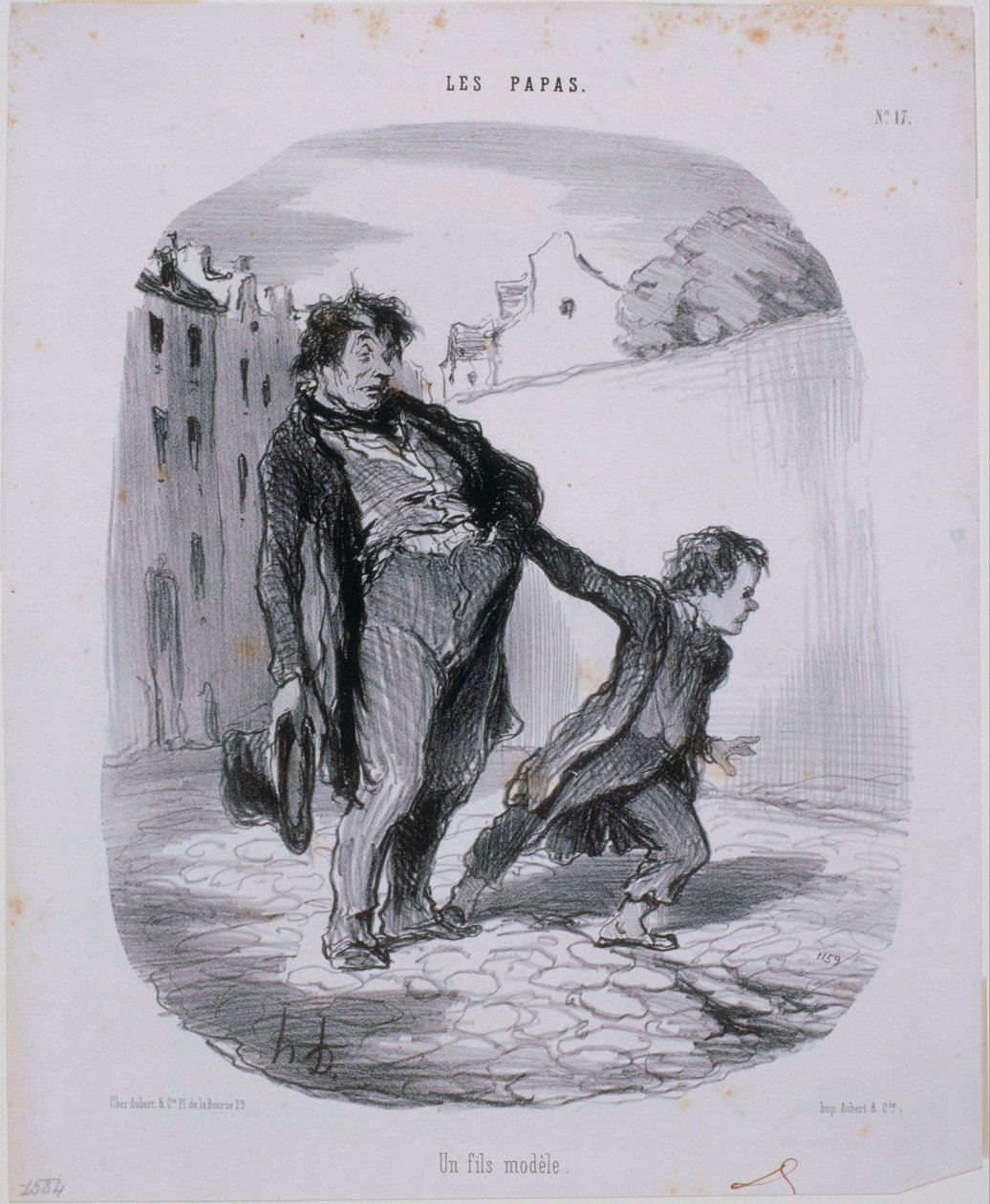 Les Papas: een modelzoon door Honoré Daumier