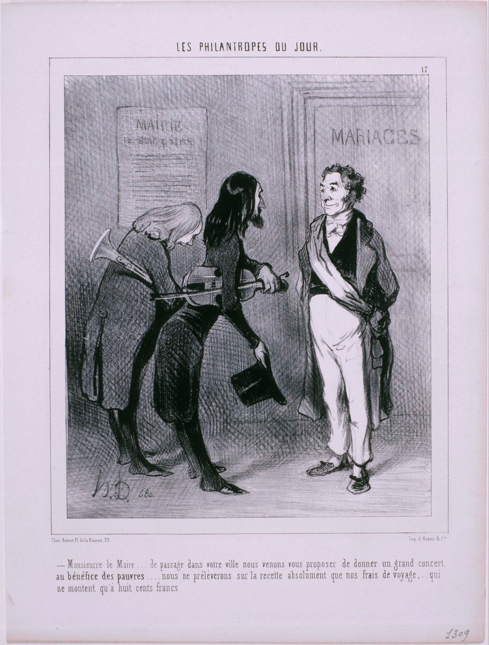 De Filantropen van de Dag - Meneer de Burgemeester... Op doorreis in uw stad... door Honoré Daumier