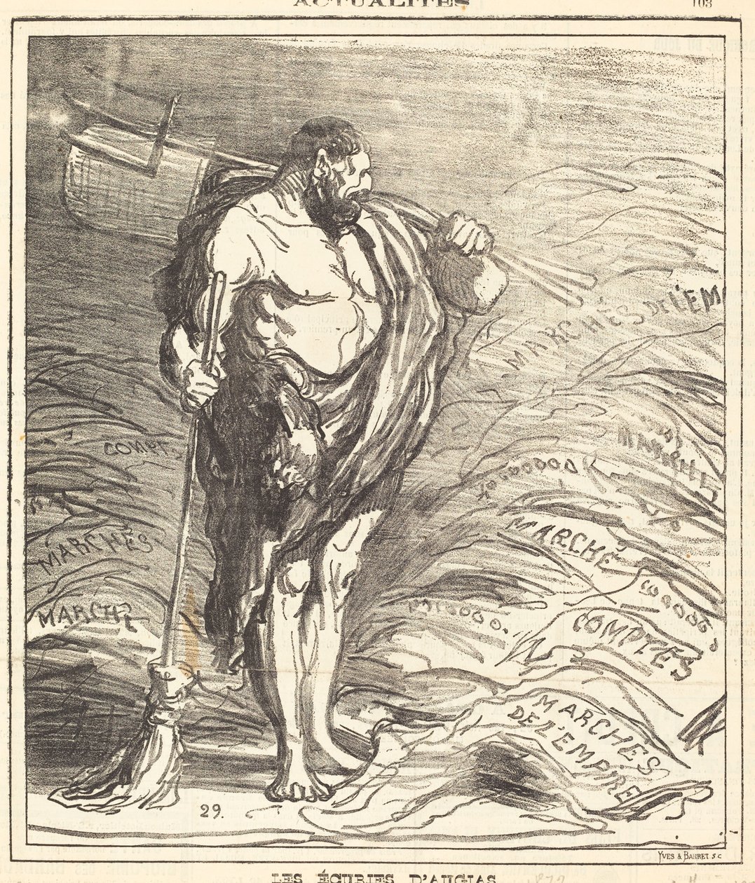 De stallen van Augias door Honoré Daumier