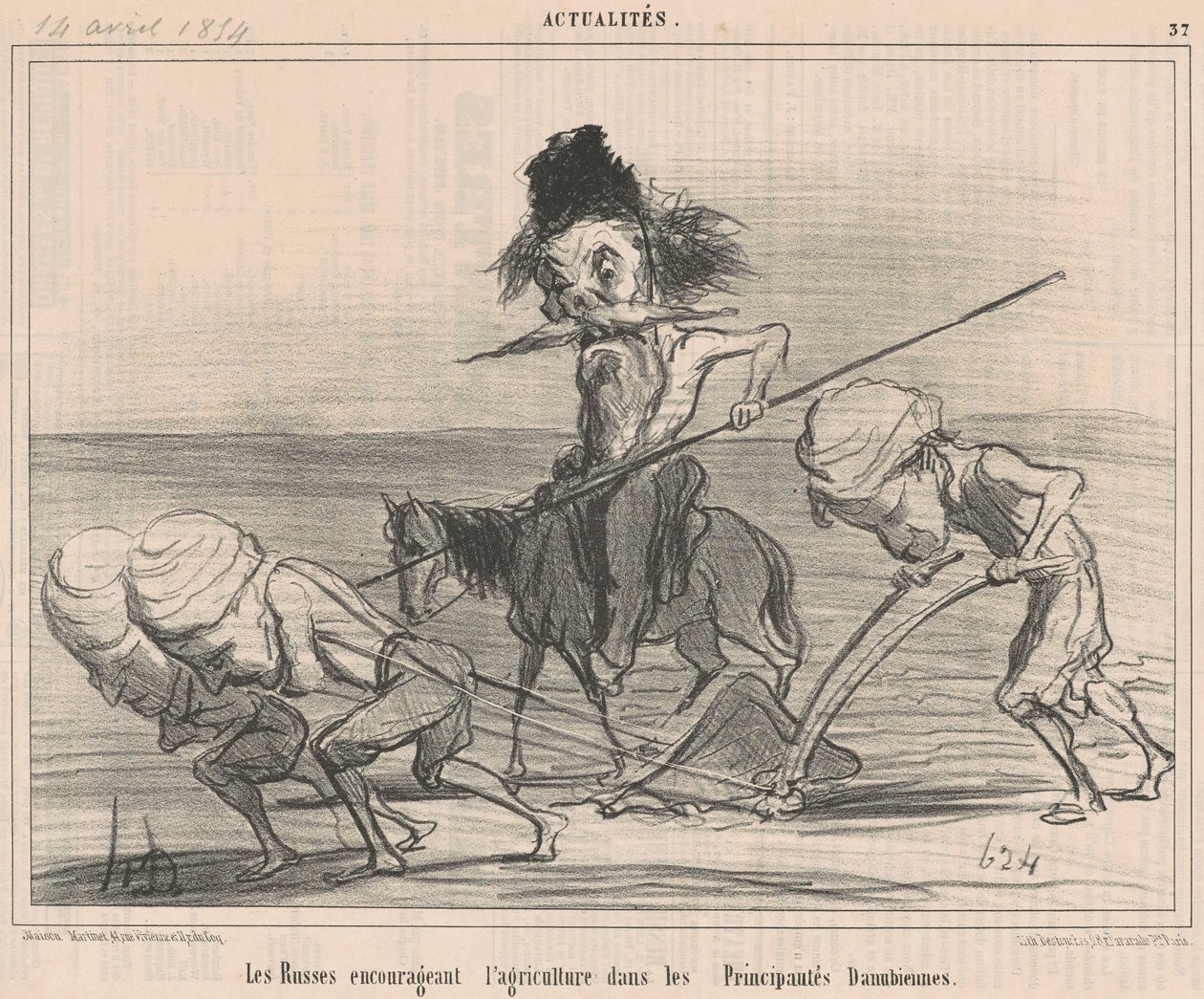 De Russen die de landbouw aanmoedigen door Honoré Daumier