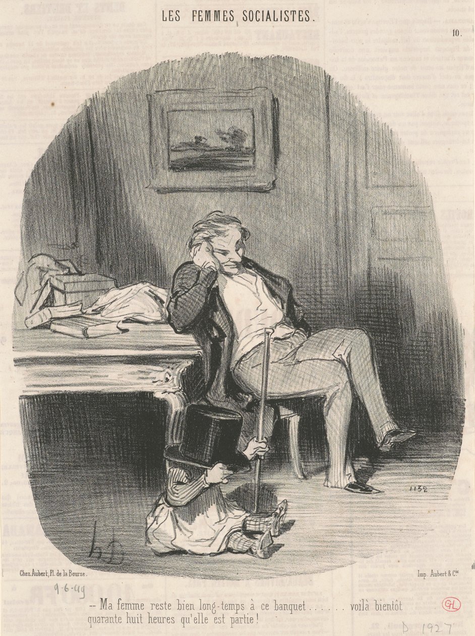 Mijn vrouw blijft lang op dit banket door Honoré Daumier
