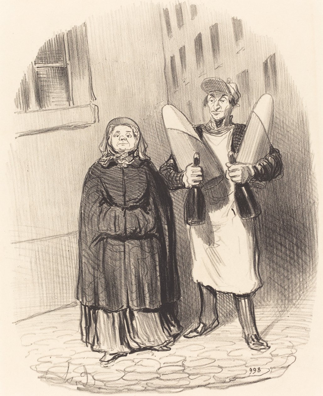 Madame Chapotard maakt zich klaar om haar jam te maken door Honoré Daumier