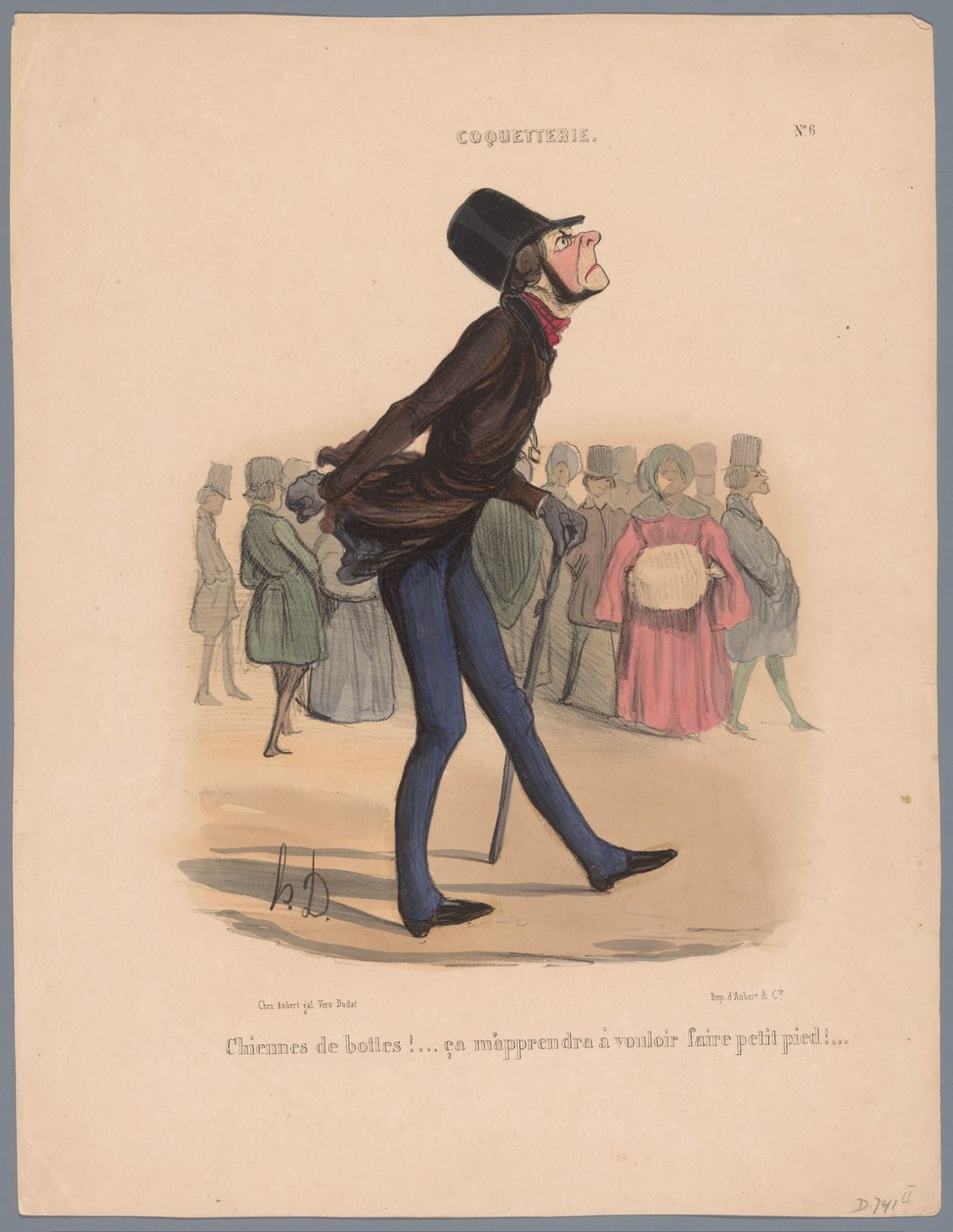 Man loopt op te kleine schoenen door Honoré Daumier