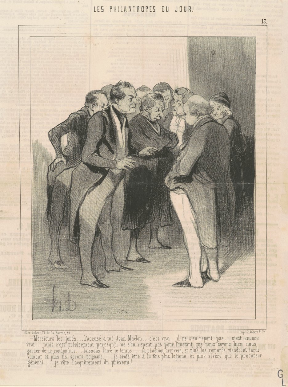 Heren juryleden... de verdachte heeft Jean Maclou vermoord... door Honoré Daumier